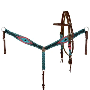 Showman® Tropical Corded Mohair Browband Headstall & Breastcollar Set