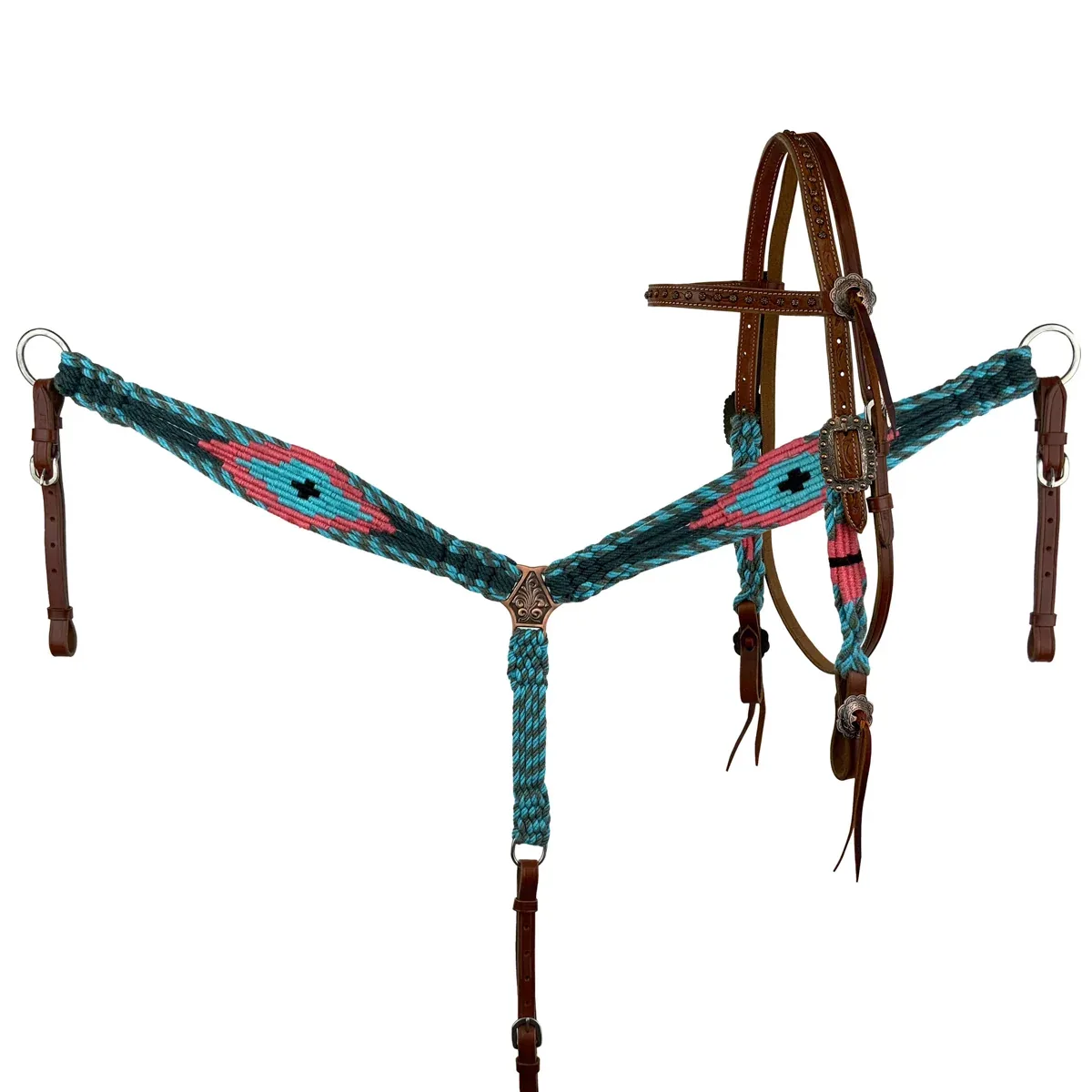 Showman® Tropical Corded Mohair Browband Headstall & Breastcollar Set