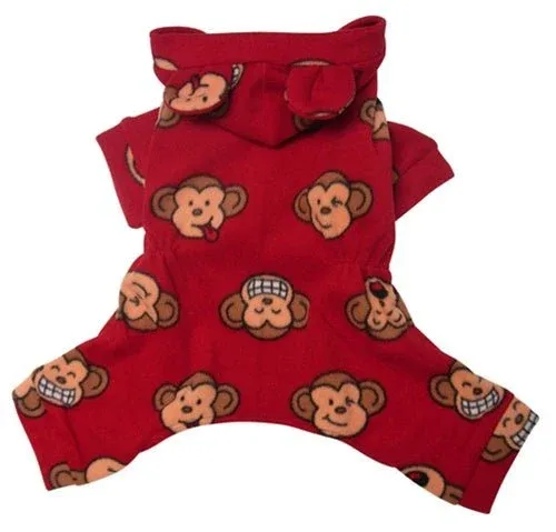 Silly Monkey Fleece Hooded Pajamas - Burgundy - Image 2