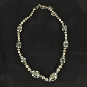 Silver and Clear Beads Necklace 19