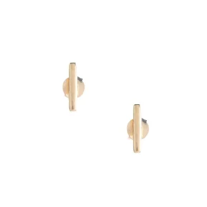 Silver N Accessories Gold Plated Sterling Silver Tiny Bar Stud Earrings