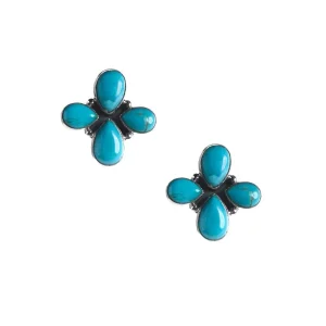 Silver N Accessories Sterling Turquoise Floral Earrings