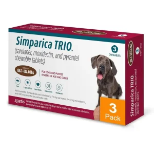 Simparica Trio for Dogs 88.1-132 lbs (40-60 kg) - 3 Pack