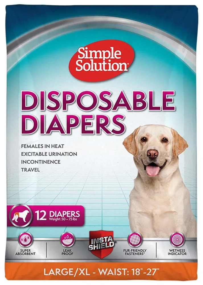 Simple Solution Disposable Diapers White LG 12pk