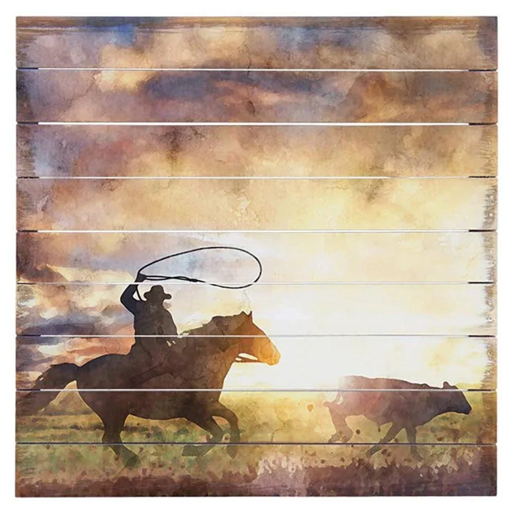 Sincere Surroundings Cowboy Roping Scene Wall Decor