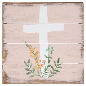 Sincere Surroundings Pink Floral Cross 6in