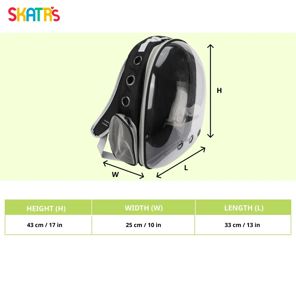 Skatrs Astronaut Space Capsule Carrier Backpack for Cats (Black) - Image 2