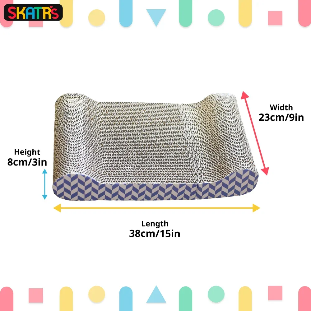 Skatrs Lounge Corrugated Cardboard Scratcher Pad Toy With Catnip for Cats (Length 38cm) - Image 2