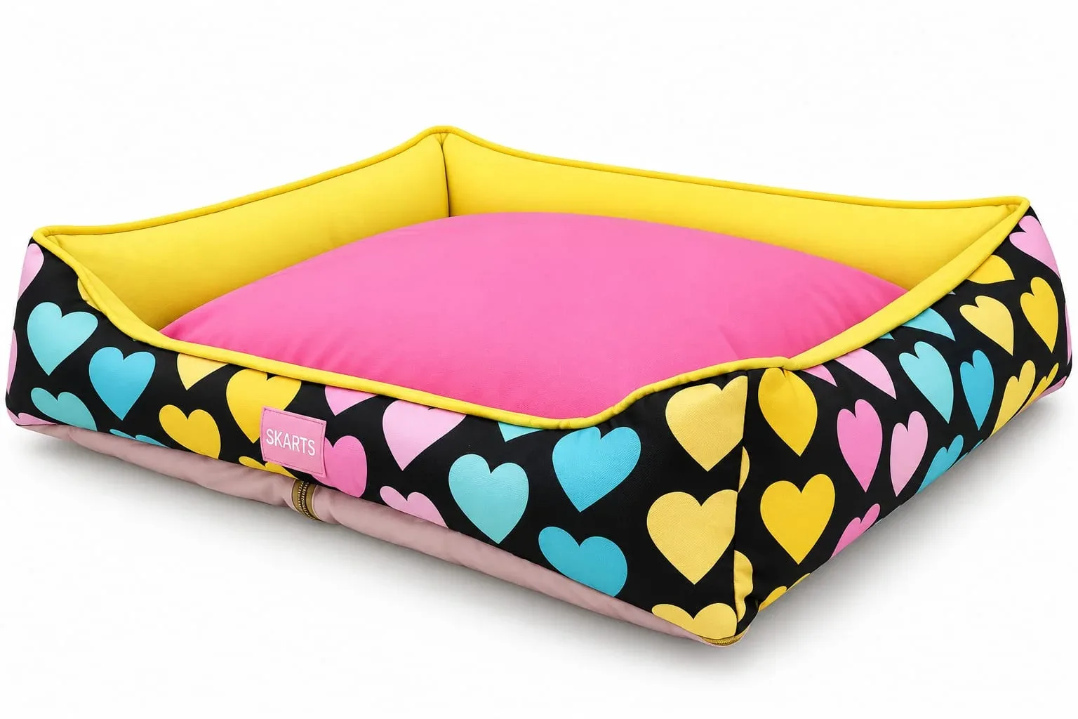 Skatrs Pastel Heart Soft Bolster Bed for Dogs & Cats - Image 2
