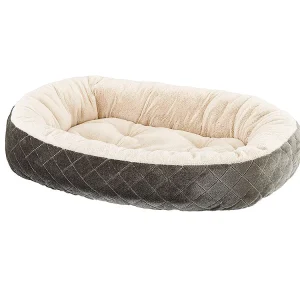 Sleep Zone Quilted Oval Cuddler Dog Bed, 26 inch Lt Gray