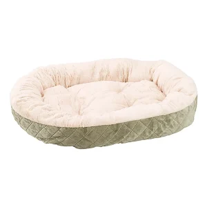 Sleep Zone Quilted Oval Cuddler Dog Bed, 26 inch Sage
