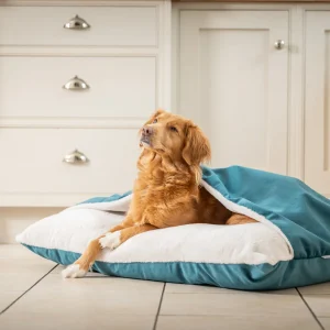 Sleepy Burrows Bed With Removable Cover In Marine Velvet by Lords & Labradors