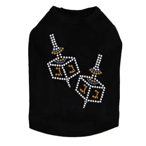 Small Dreidel Blue, Silver, Gold Rhinestuds Tank Top - Many Colors - Image 2