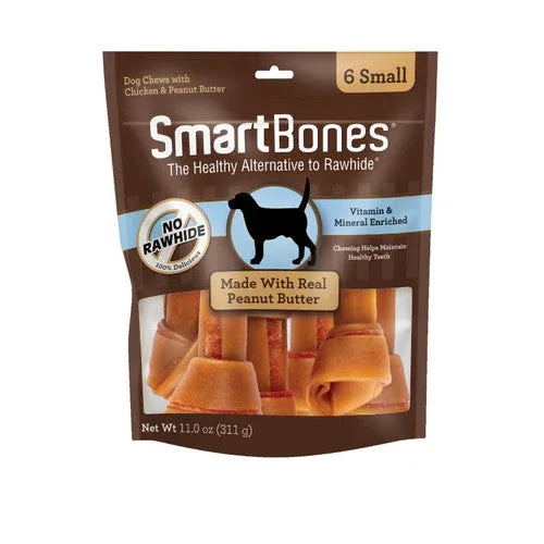 SmartBones Bone Chew Dog Treat Peanut Butter SM 6pk - Image 2