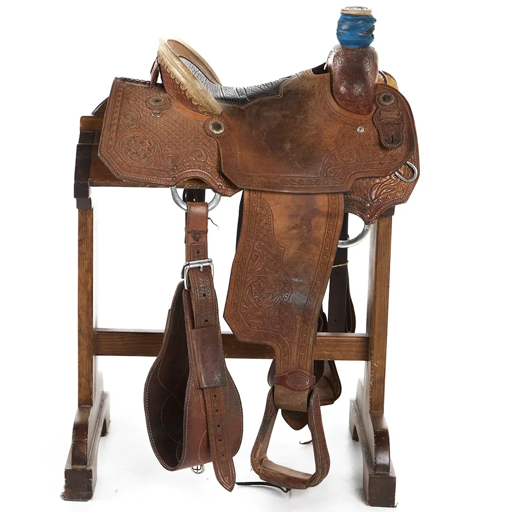 Smarty Saddlery Used 14.5in Single Skirt Combo Tooled Team Roper - Image 2