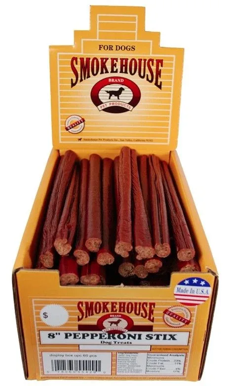 Smokehouse Pepperoni Stix 8 Inch Dog Treat with Display Box