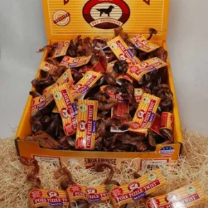 Smokehouse Porky Usa Made Pizzle Twists Dog Chew Shelf Display Box 100 Ct