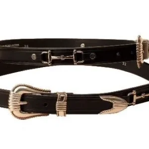 Snaffle Bits Belt And 3-Piece Buckle Set 24 Bk/Gry