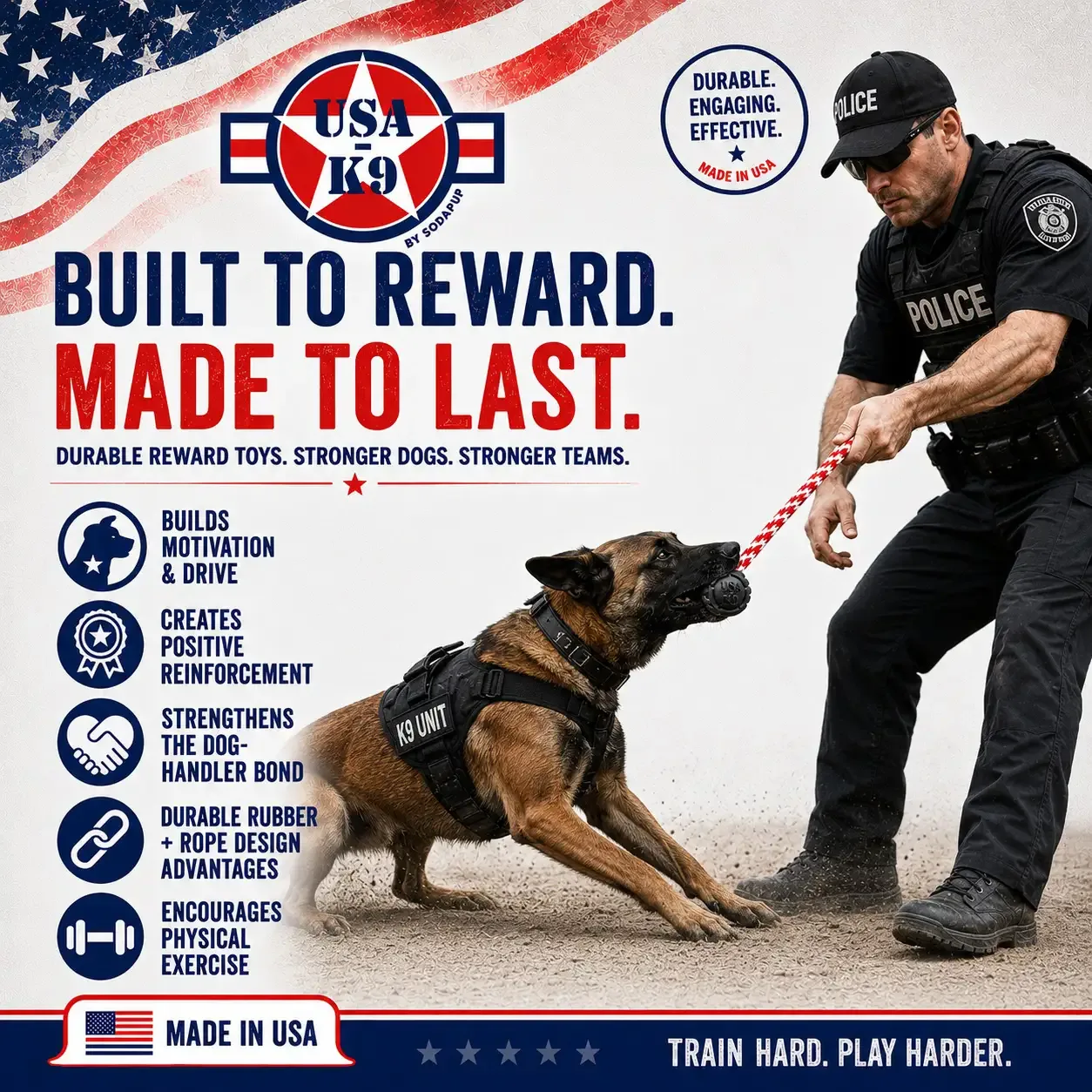 SodaPup USA-K9 Magnum Stars and Stripes Toy - Image 2