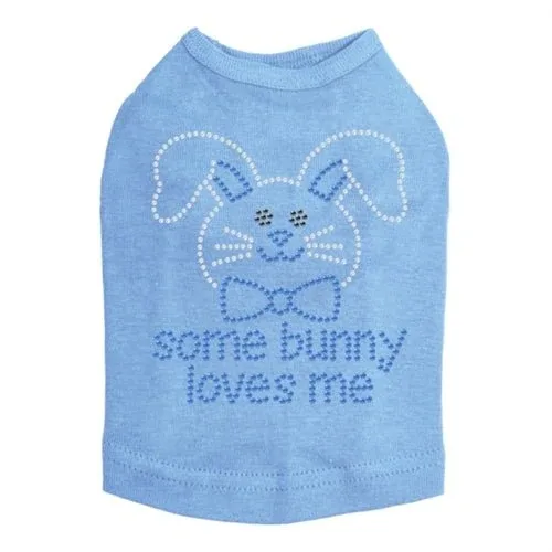 Some Bunny Loves Me Blue Rhinestone Dog Tank- Many Colors - Image 2