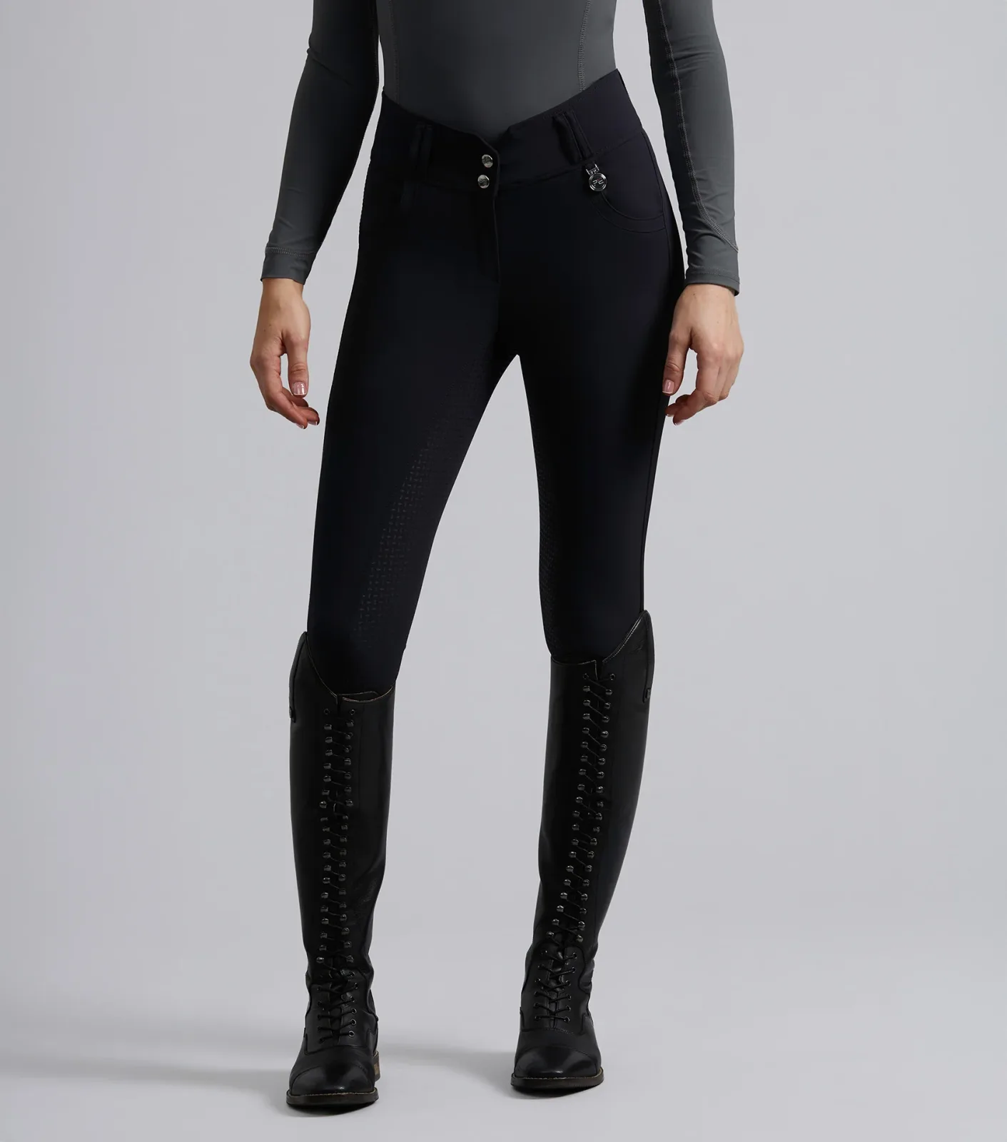 Sophia Ladies Full Seat High Waist Riding Breeches Black - Image 2