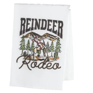Southern Sisters Cora & Pate Reindeer Rodeo Tea Towel
