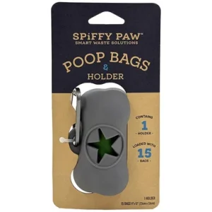 Spiffy Paw Silicone Poop Bag Dispenser w/ Unscented Waste Disposal Bags