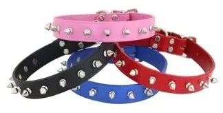 Spiked Leather Collar with 1 Row of Spikes - Royal - Image 2