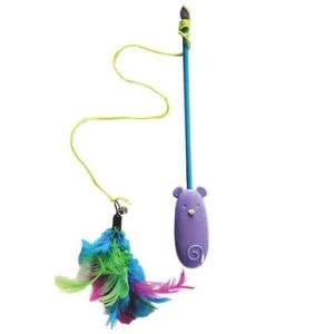 Spot Laser and Feather Teaser Wand Cat Toy Assorted 12 In