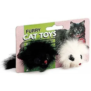 Spot Twin Plush Mice Rattle & Catnip Toy Black, White 4.5 in 2 Pack