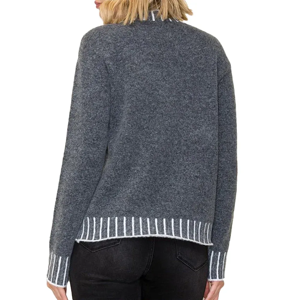 Staccato Women's Charcoal Blanket Stitch Pull Over - Image 2