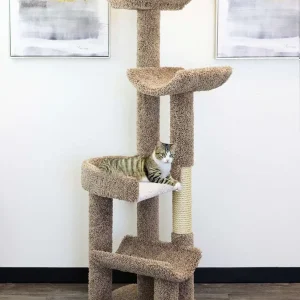 Staggered Cat Tree — Solid Wood Multi-Level Cat Tree