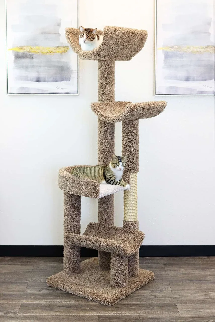 Staggered Cat Tree — Solid Wood Multi-Level Cat Tree