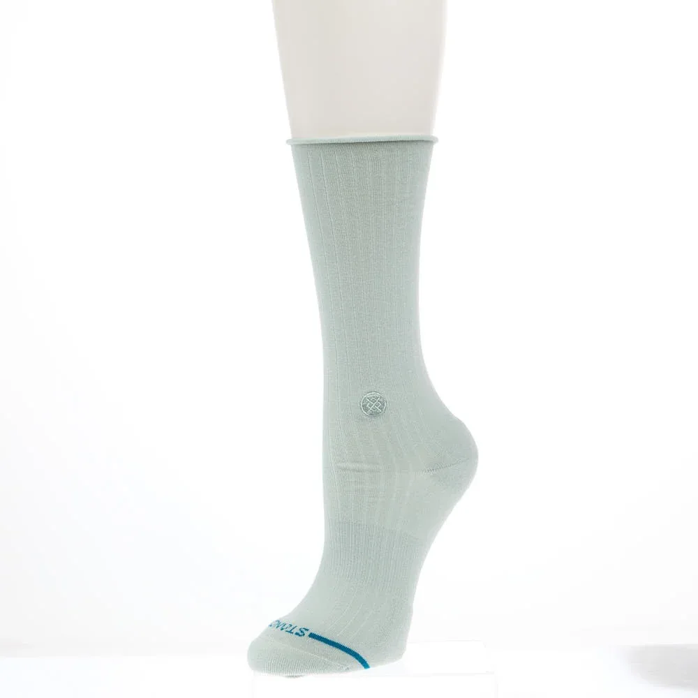 Stance Women' Rolled Pale Blue Solid Crew Socks