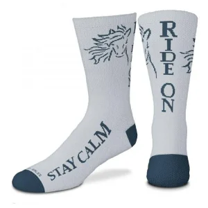 Stay Calm Ride On Crew Length Socks Adult White/Gr