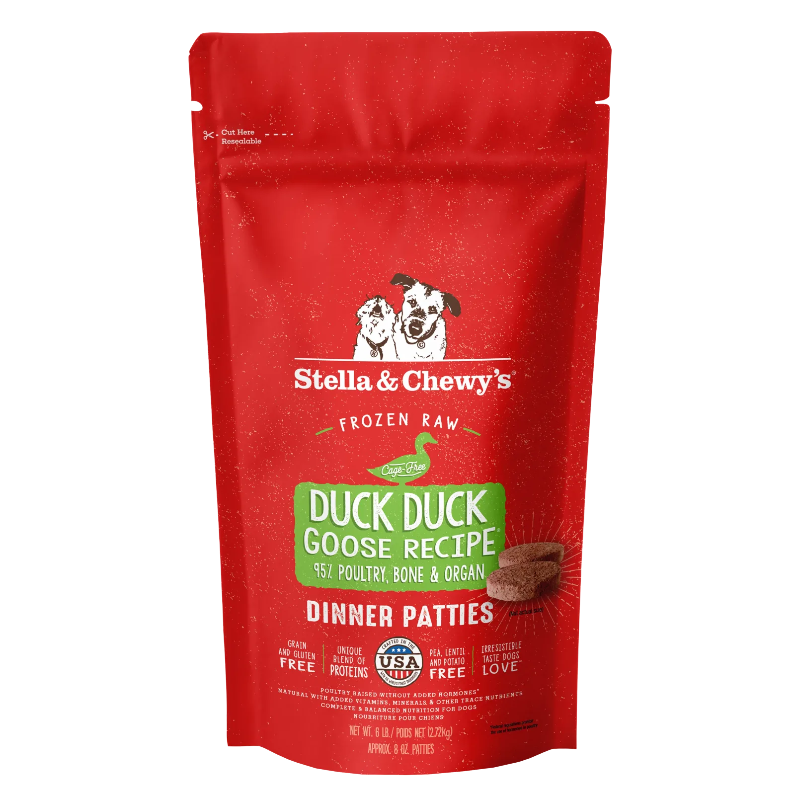 Stella & Chewy's Frozen Raw Dinner Patties for Dogs - Duck Duck Goose Recipe - 6 lb.