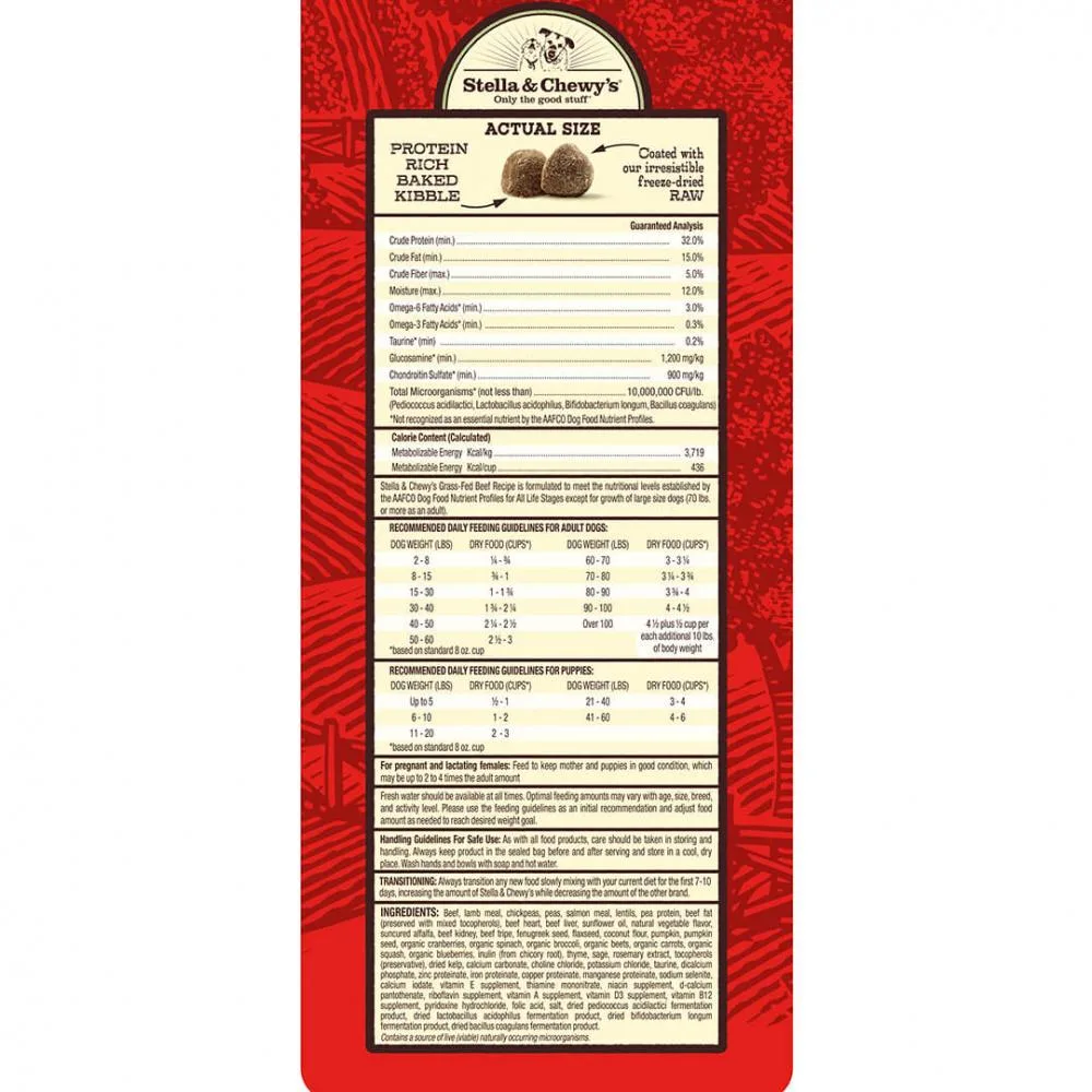 Stella & Chewy's Raw Coated Kibble Grass Fed Beef Recipe Dry Dog Food - Image 2