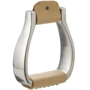 Stirrup Pair with Wider Band and Leather Wrap