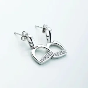 Stirrups with Clear Cz Rhinestones Post EarringsBk/Wh