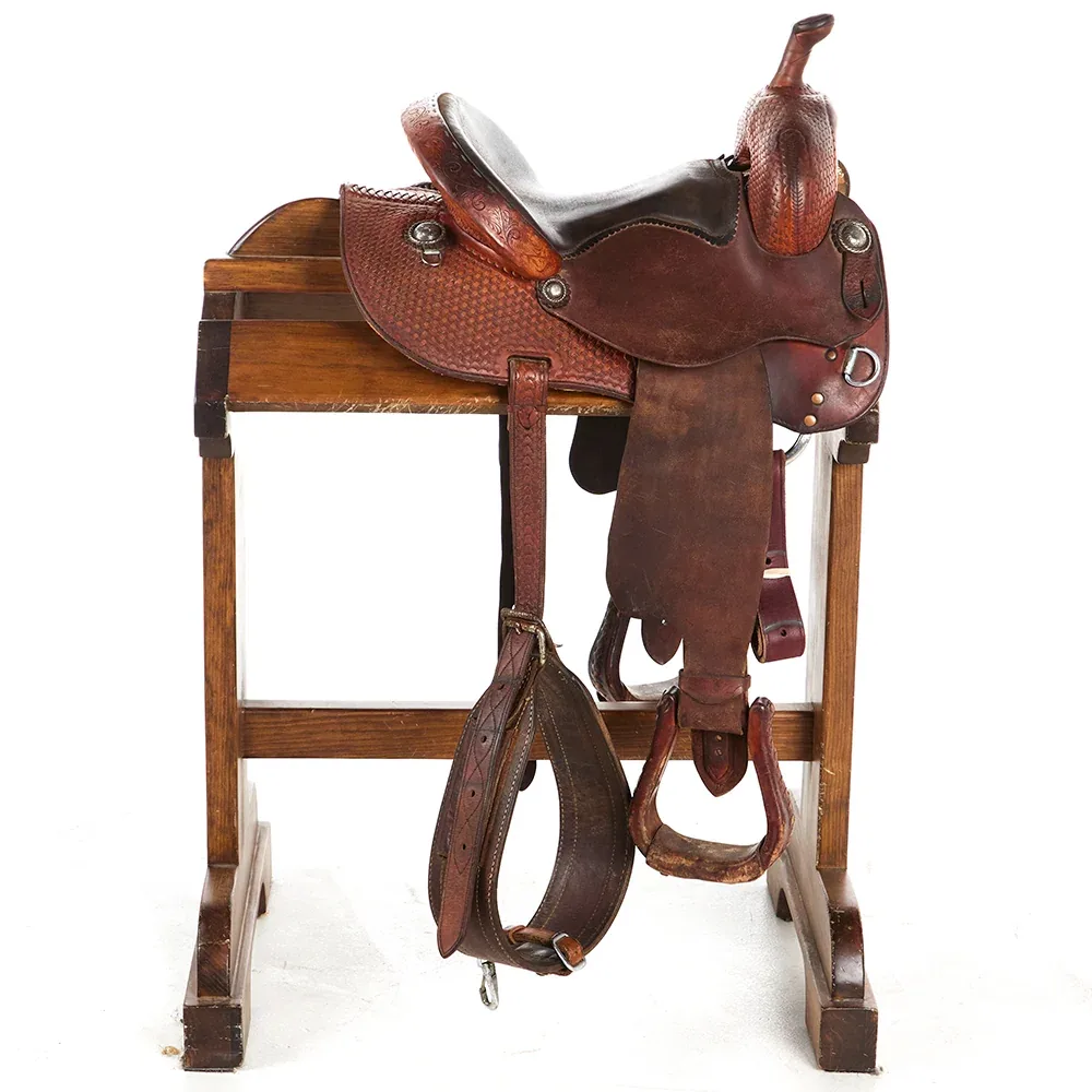 Stoney Saddlery Used 12in Half Breed Geo Tooled Barrel Saddle - Image 2
