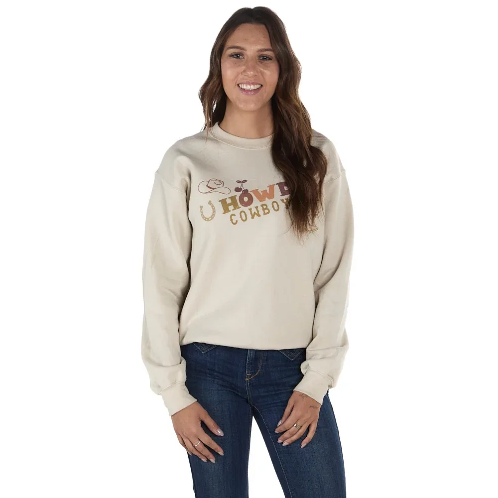 Summer Tees Women's Ivory Howdy Cowboy Sweatshirt - Image 2
