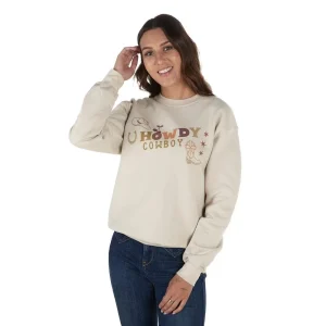Summer Tees Women's Ivory Howdy Cowboy Sweatshirt