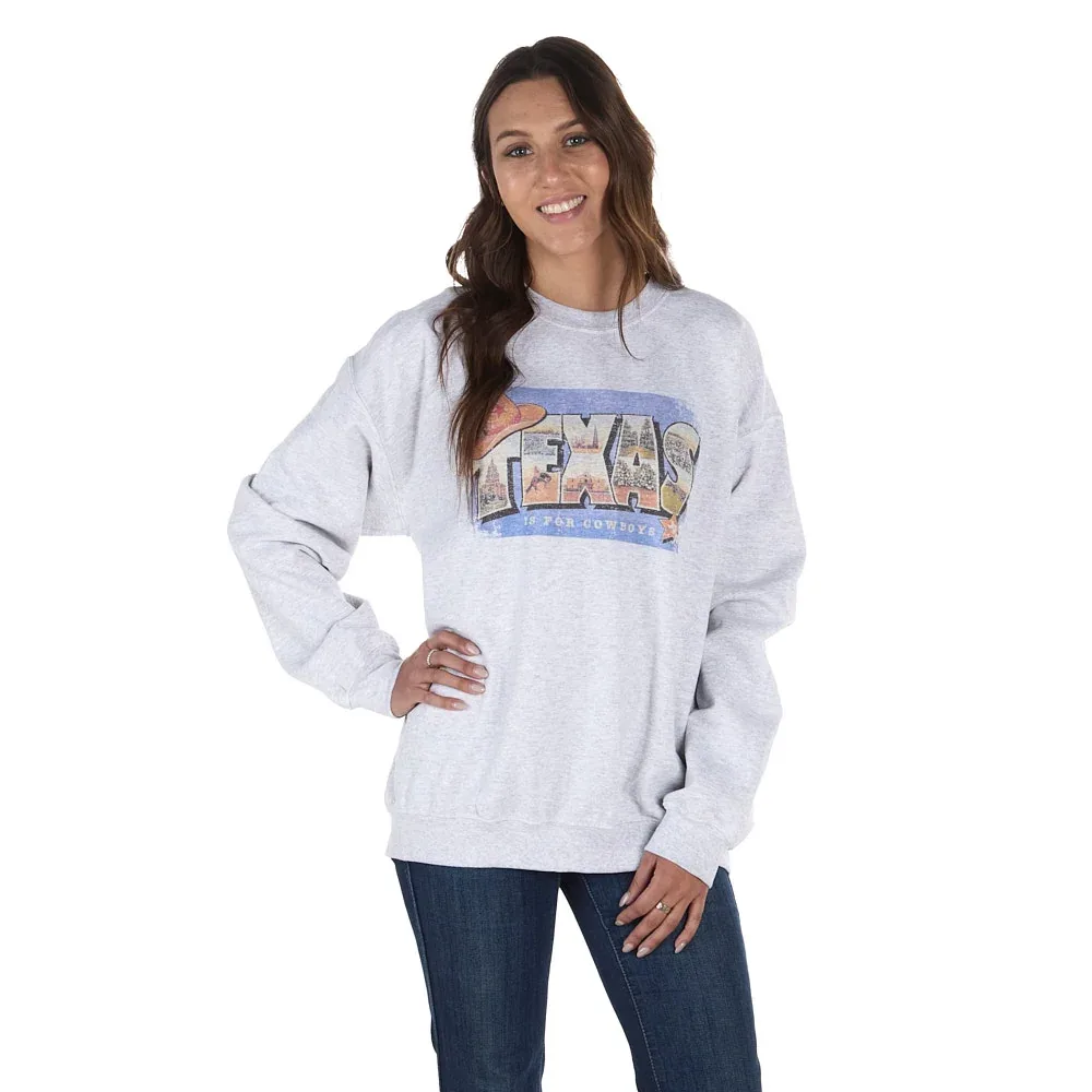 Summer Tees Women's Texas Is For Cowboys Ash Sweatshirt - Image 2