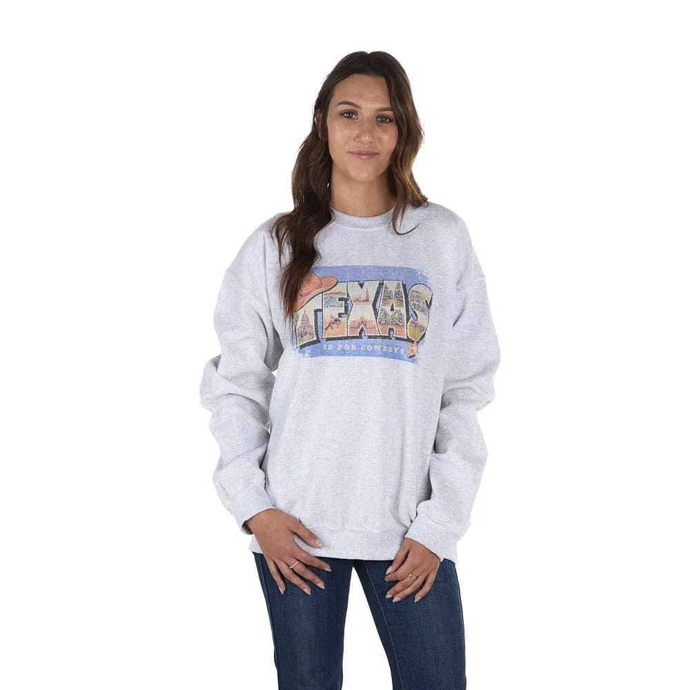 Summer Tees Women's Texas Is For Cowboys Ash Sweatshirt
