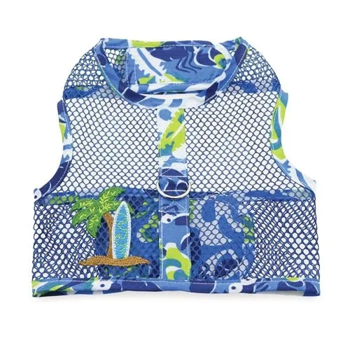 Surfboard Blue and Green Cool Mesh Dog Harness with Matching Leash - Image 2