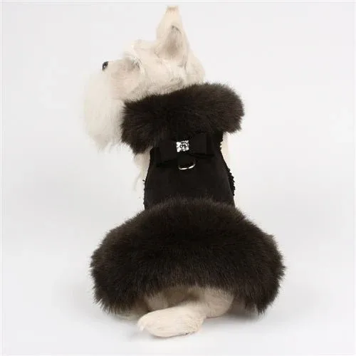 Susan Lanci Big Bow Faux Fur Coat- Black Fox with Black - Image 2