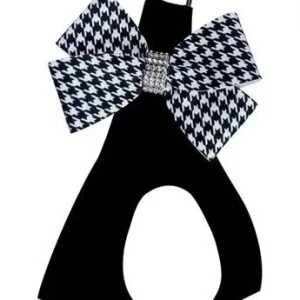 Susan Lanci Black and White Houndstooth Nouveau Bow Step In Harness