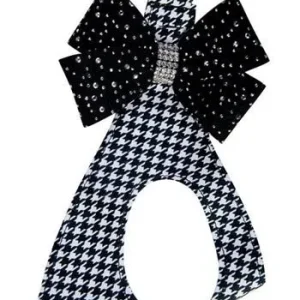 Susan Lanci Black and White Houndstooth with Silver Stardust Nouveau Bow Step in Harness