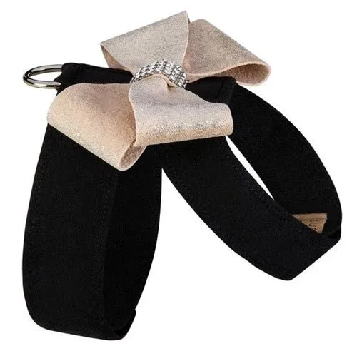 Susan Lanci Black Tinkie Harness with Champagne Glitzerati Nouveau Bow - Image 2