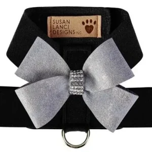 Susan Lanci Black Tinkie Harness with Platinum Glitzerati Nouveau Bow